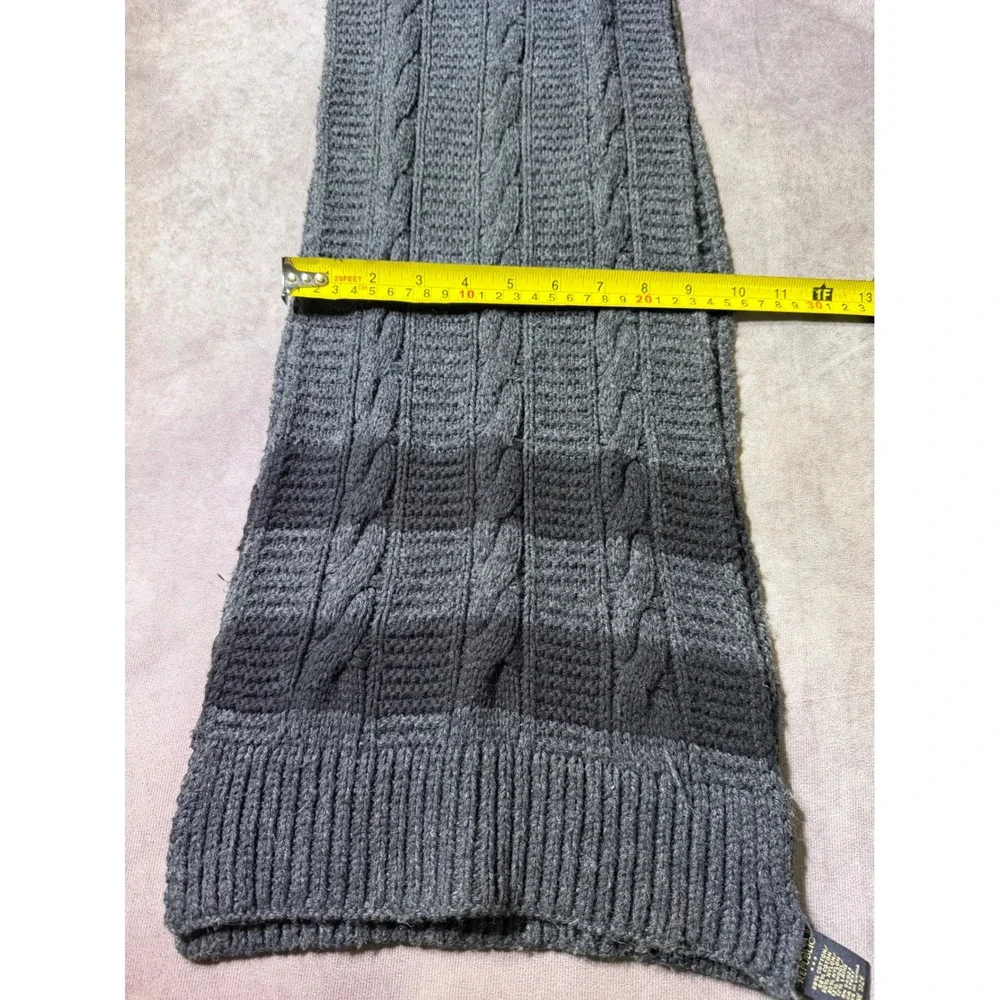 Banana Republic Charcoal Gray Cable Knit Scarf Cotton Wool Blend Striped Mens